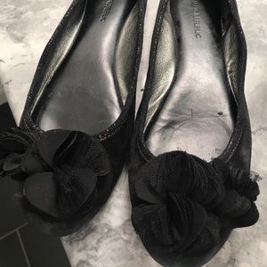 Black suede flats